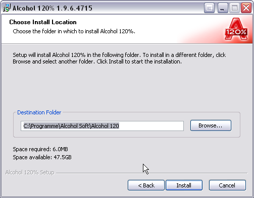Alcohol 120 install reboot